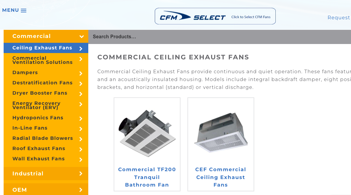 Continental ceiling exhaust fan